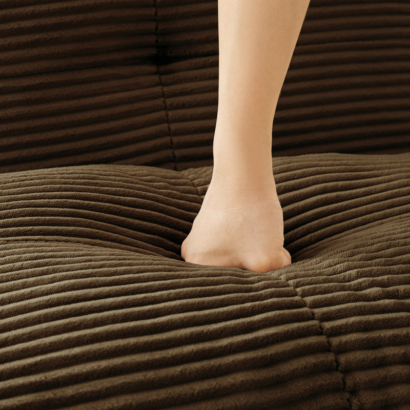 Canapé d'angle modulaire en velours côtelé de 4 pouces, design ergonomique et incurvé, antidérapant et sans assemblage, idéal pour votre salon. Passepoil nacré moderne de 153 pouces. Siège confortable.