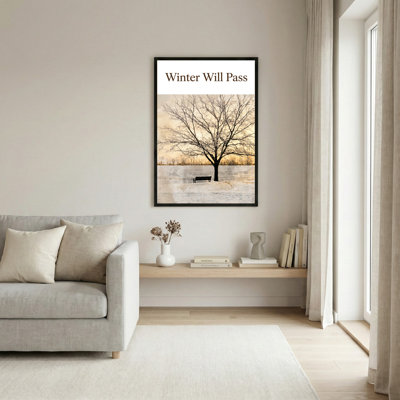 Tableau sur toile « Paysage d'arbres » avec citation inspirante, idéal pour la décoration du salon, de la chambre ou de la maison.