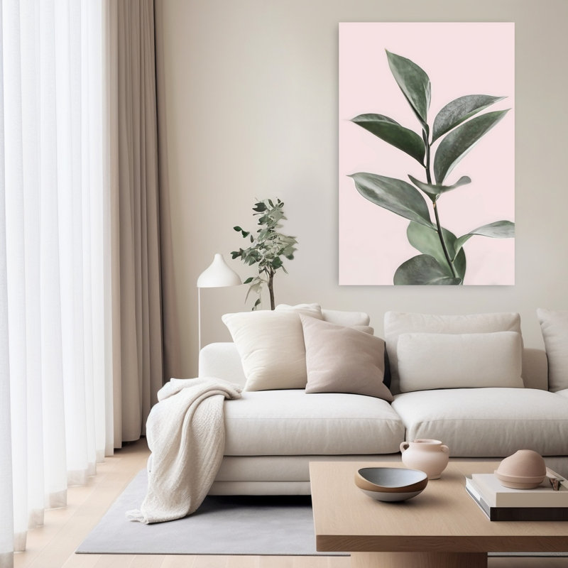 Art mural contemporain abstrait botanique, H 60 po x l 40 po