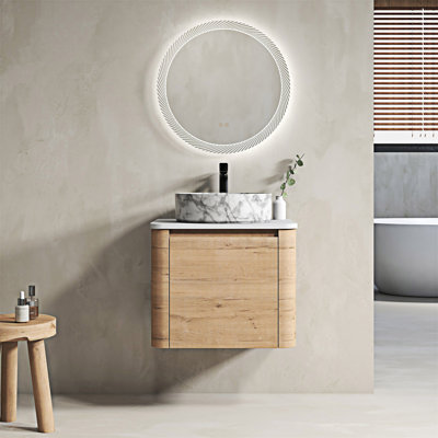 Meuble-lavabo mural avec lavabo d'art en céramique