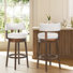 Tabouret de bar et de comptoir pivotant à 360 ° avec garniture cloutée, chaise de bar rembourrée en bois massif pour îlot de cuisine