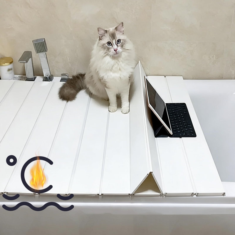Couvercle de baignoire pliable, plateau de baignoire imperméable, housses de table pliantes isolantes (blanc, grande échelle)