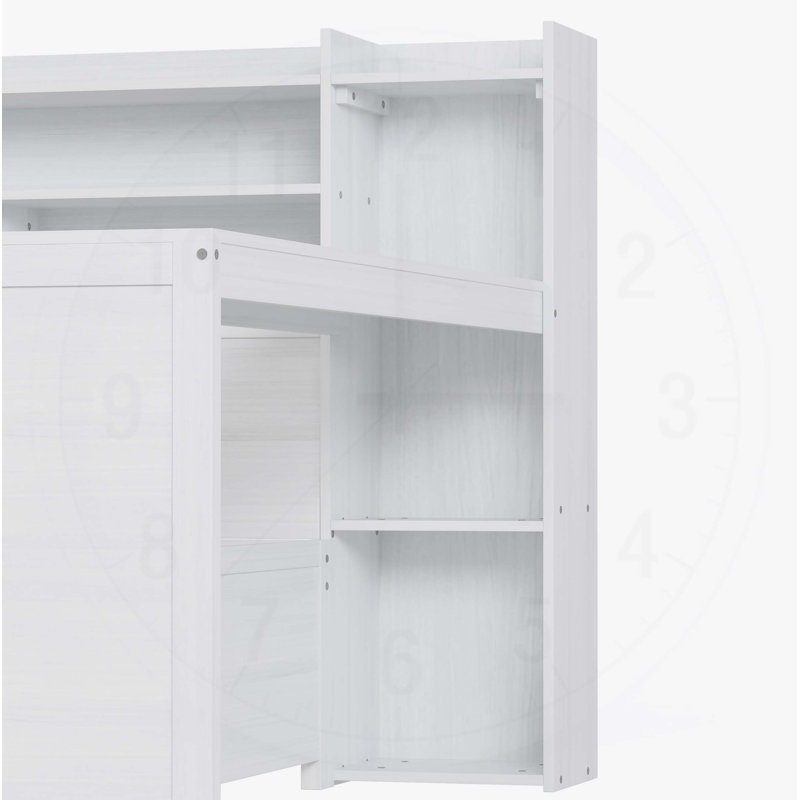  Wooden Daybed with Storage Shelves, Drawers, and Study Desk for Multi-functional Use, Full/Double, Antique White