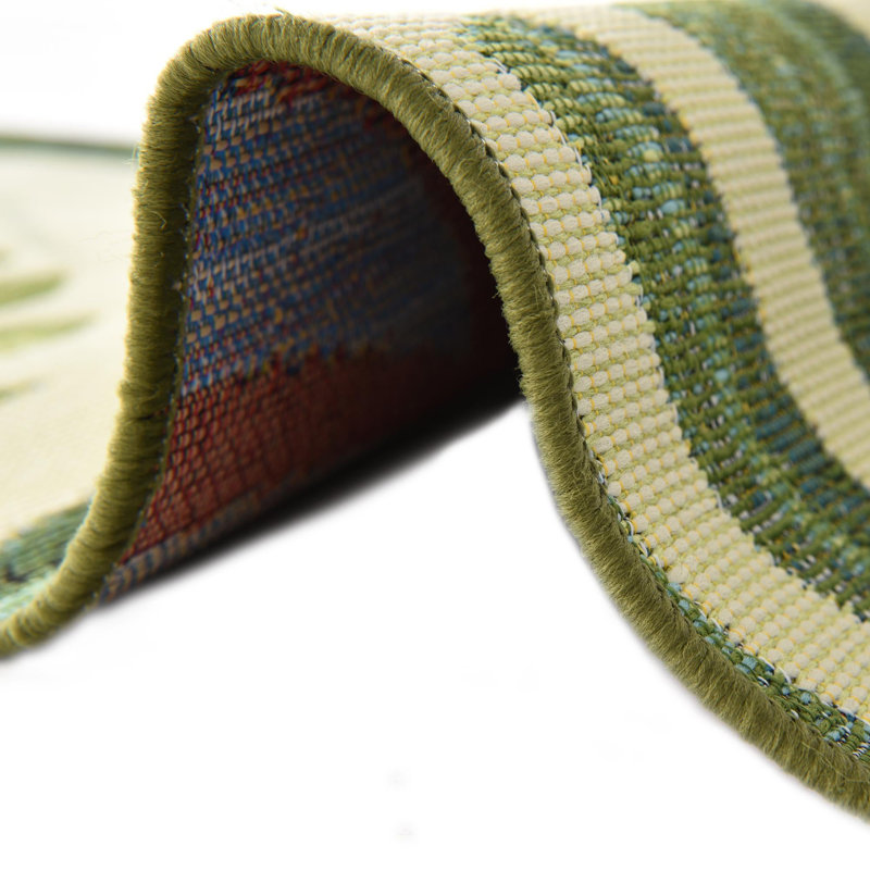 Tapis intérieur / extérieur floral Cindina, Rond 7 pi 10 po
