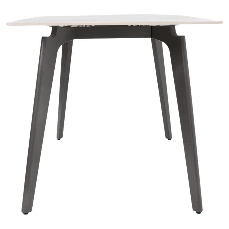 Table de salle à manger rectangulaire moderne de 61,22 po avec pieds en pierre frittée et métal gris foncé