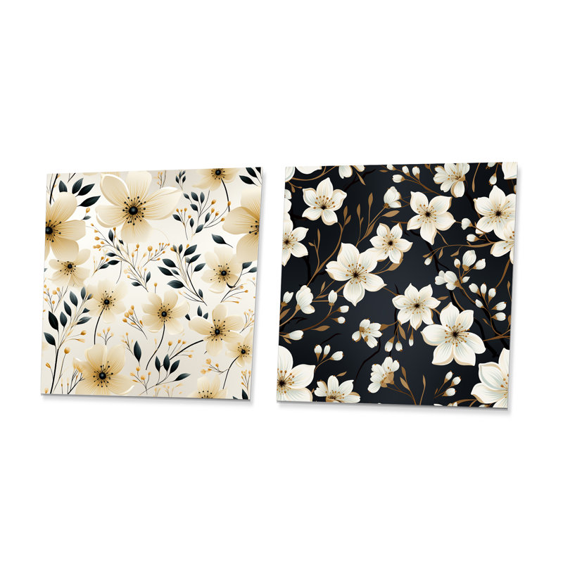 Penman - Floral Metal Wall Decor Square Set Of 2, 16" H x 32" W