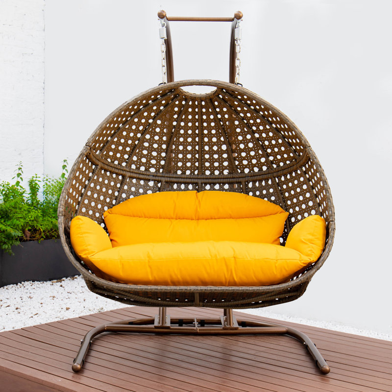 Balancelle double avec support Tallulah, Beige, Blanc, 57.5