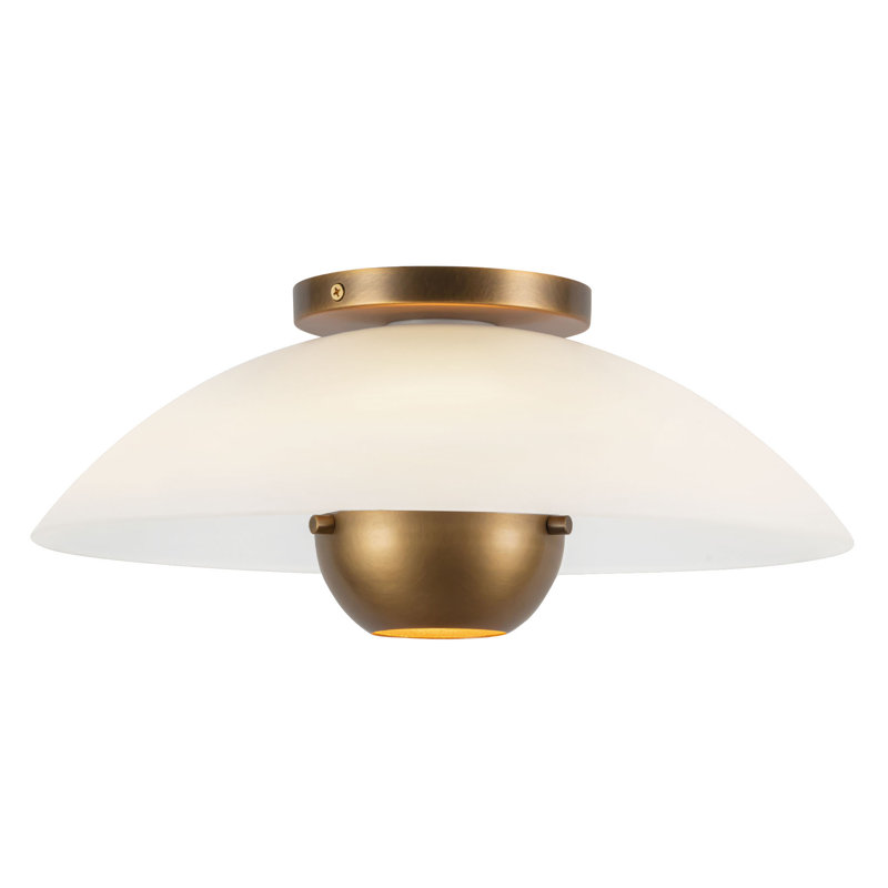 Umbra 14-in Black Semi-Flush Mount, Antique Brass, Steel and Glass