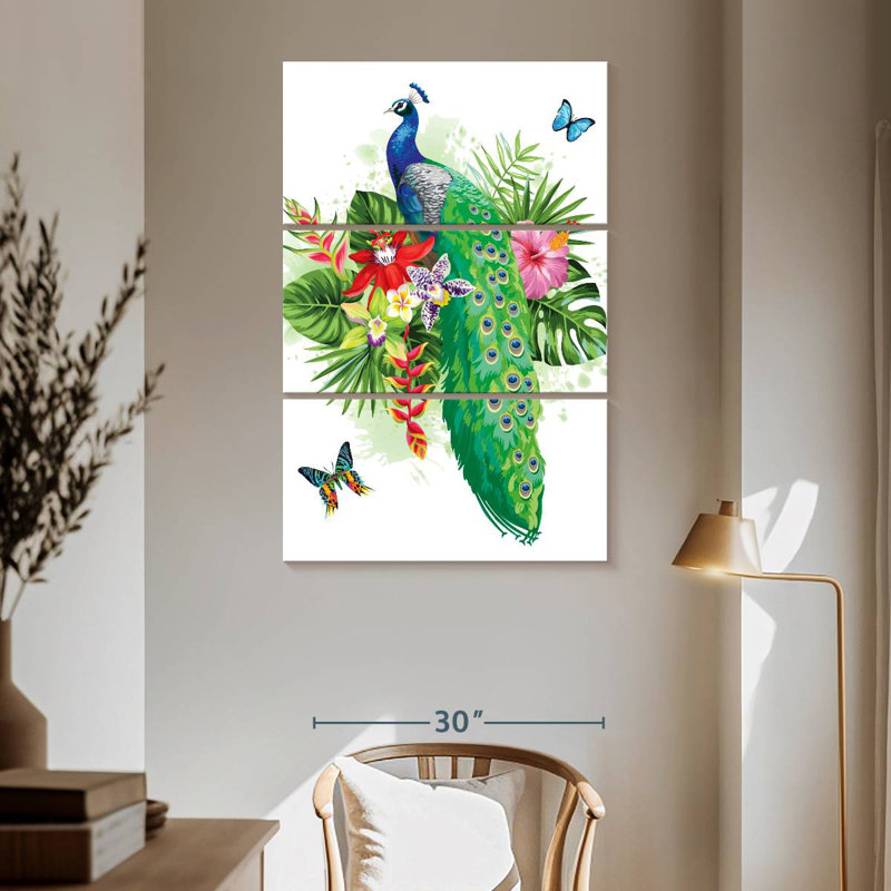 Brampt Tropical Blue Peacock, 65" H x 42" W