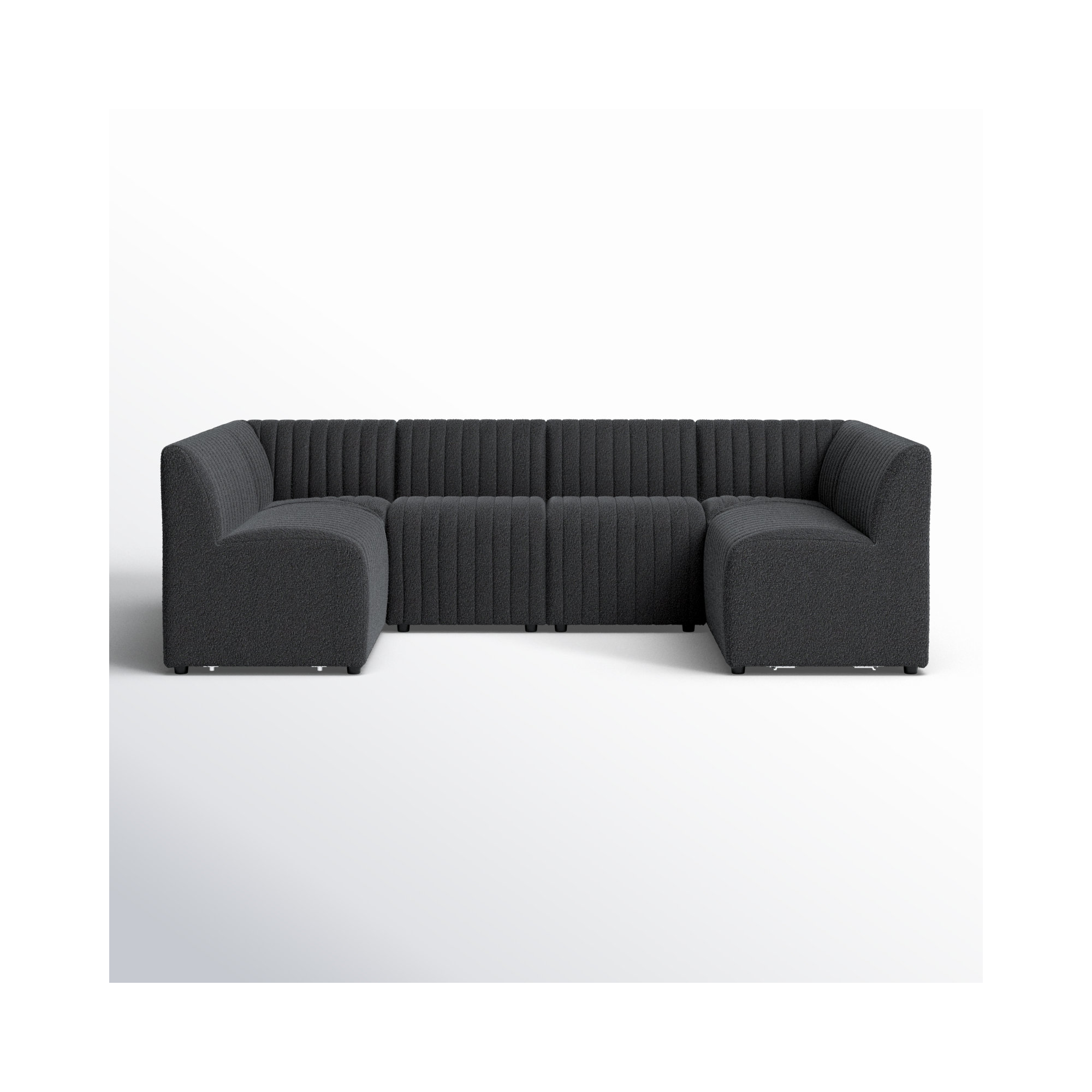 Brandt 106" Wide Symmetrical Modular Corner Sectional, Fiqa Charcoal Boucle, 31.5" H X 106" W x 66.5" D
