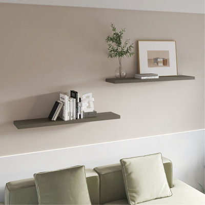 Greer Floating Shelf in Melamine x2,Smokey Oak