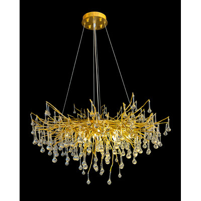 Iqarar 15 - Light Teardrop Modern Linear Chandelier with Crystal Accents