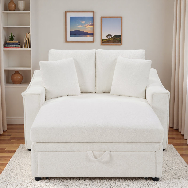 Canapé moderne avec coussins et espace de rangement caché, Beige