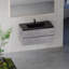 Meuble-lavabo mural 42 po avec lavabo, meuble de rangement mural moderne, lavabo à quartz noir et tiroirs à fermeture en douceur