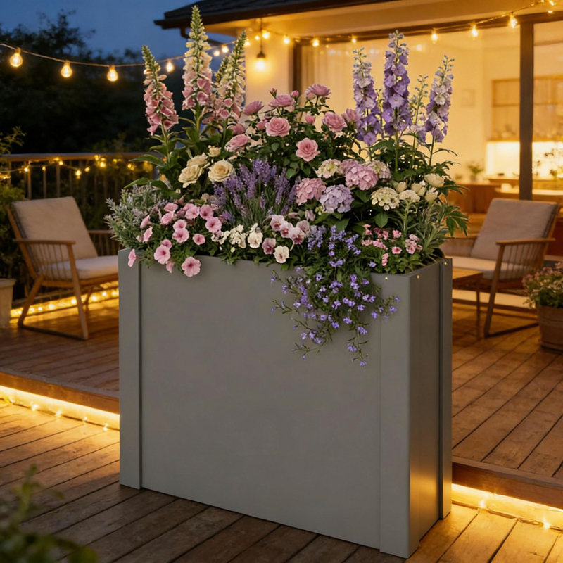 Jardinière pour balcon, jardinière extérieure, lit de jardin surélevé (seulement jardinière), 24" H x 31.5" W x 12.2" D, Gray
