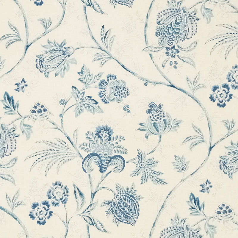 Tissu chinois Schumacher x Mark D. Sikes, Bleu porcelaine