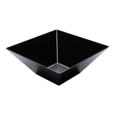 Restaurantware-160 Ounce Square Bowls, 25 Disposable Salad Bowls - Heavy-Duty, Large, Black Plastic Serving Bowls, For Parties, Catering, Or Buffets, Serve Desserts, Salads, Or Appetizers