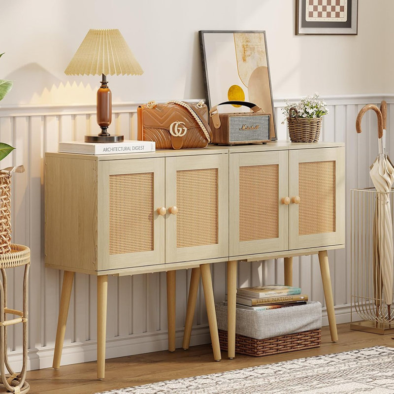 Buffet petite ferme en rotin avec rangement