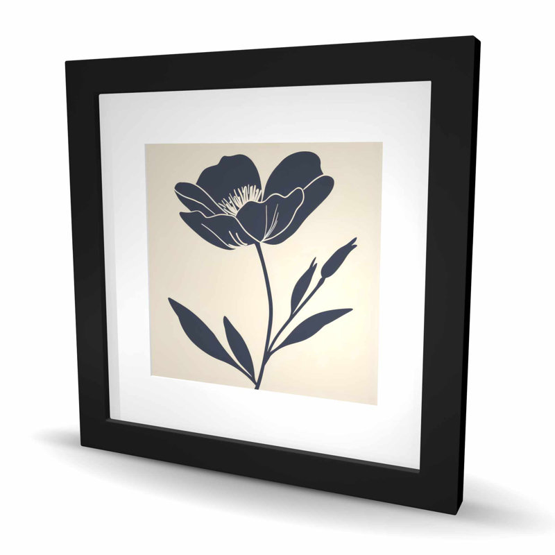 La fleur - reproduction encadrée pour la décoration intérieure, Noir, H 16 po x l 16 po