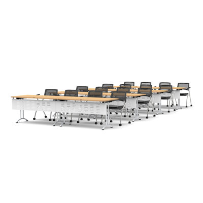 16 Person Training Meeting Seminar Tables with Modesty Panels and 16 Chairs Complete Set