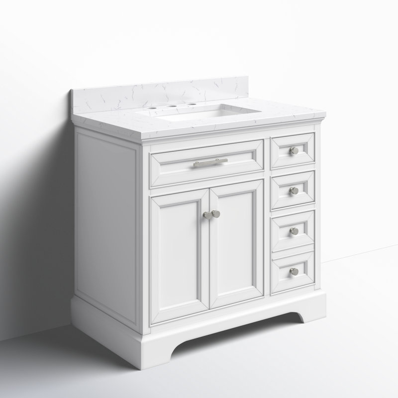 Currahee 36" Single Bathroom Vanity Set, White/Brushed Nickel
