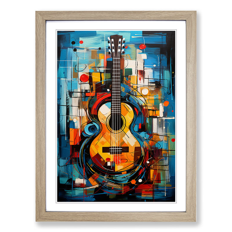 Acoustic Guitar Expressionism - Framed Print, Oak, 46cm H x 34cm W x 2cm D