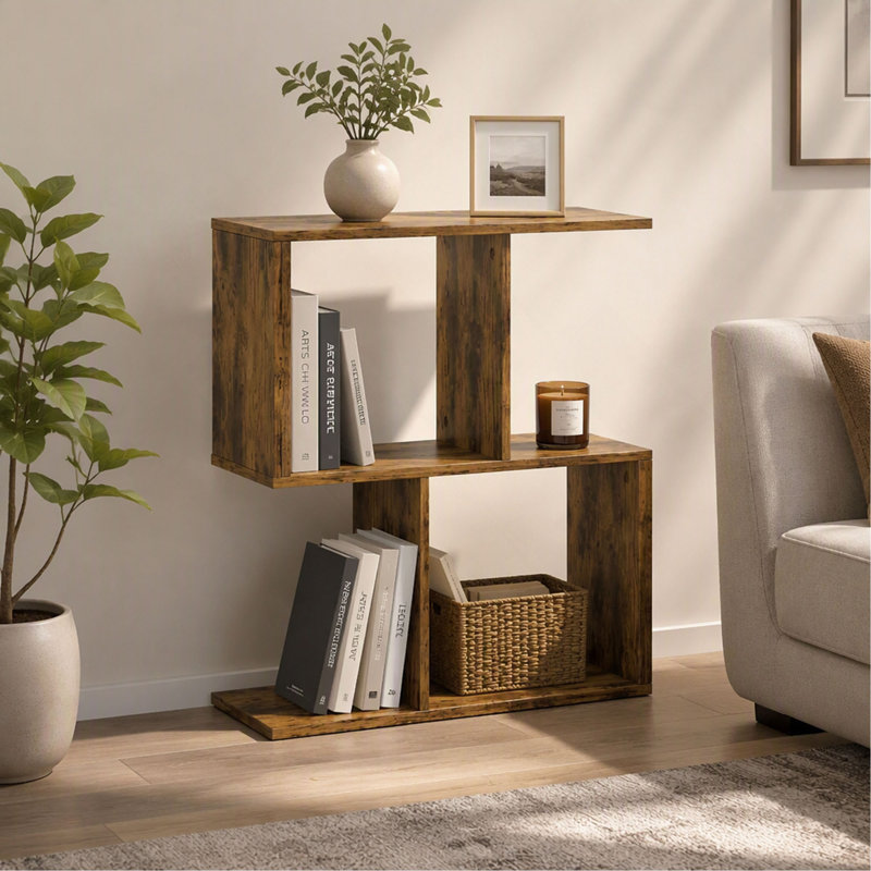 Side Table – S-Shaped – 3-Tier – Narrow – with Storage Shelves – Modern