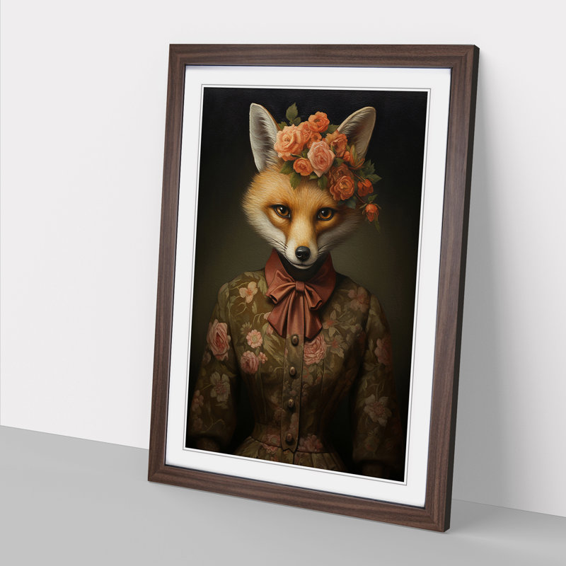 Fox Gothic - Framed Print, 46cm H x 34cm W x 2cm D, Walnut