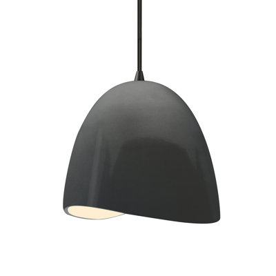 Radiance - Brisa 1-Light Pendant - Gloss Grey - Matte Black - 12.5"W x 12.25"H - Replaceable Bulb - Black Cord