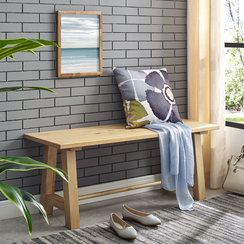 Falone Solid Wood Bench, Weathered Rye, 17'' H x 16'' W x 45'' D