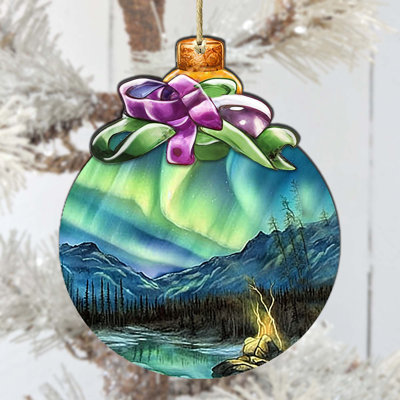 Northern Lights Splendor Wooden Ornament by G. DeBrekht