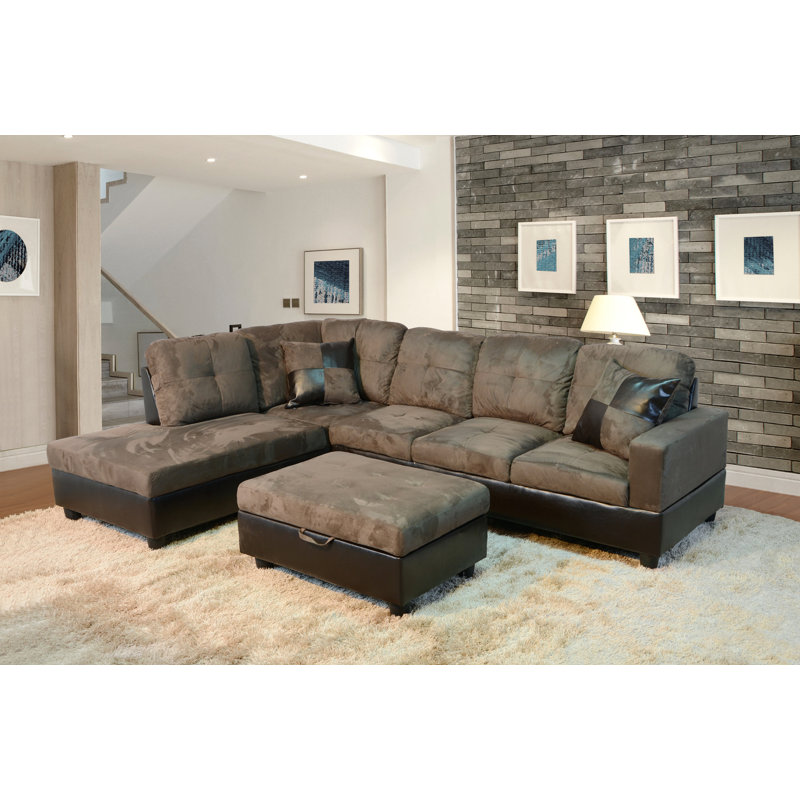 Juliessa Velvet L-Shaped Sectional Right Hand Facing, Left Hand Facing