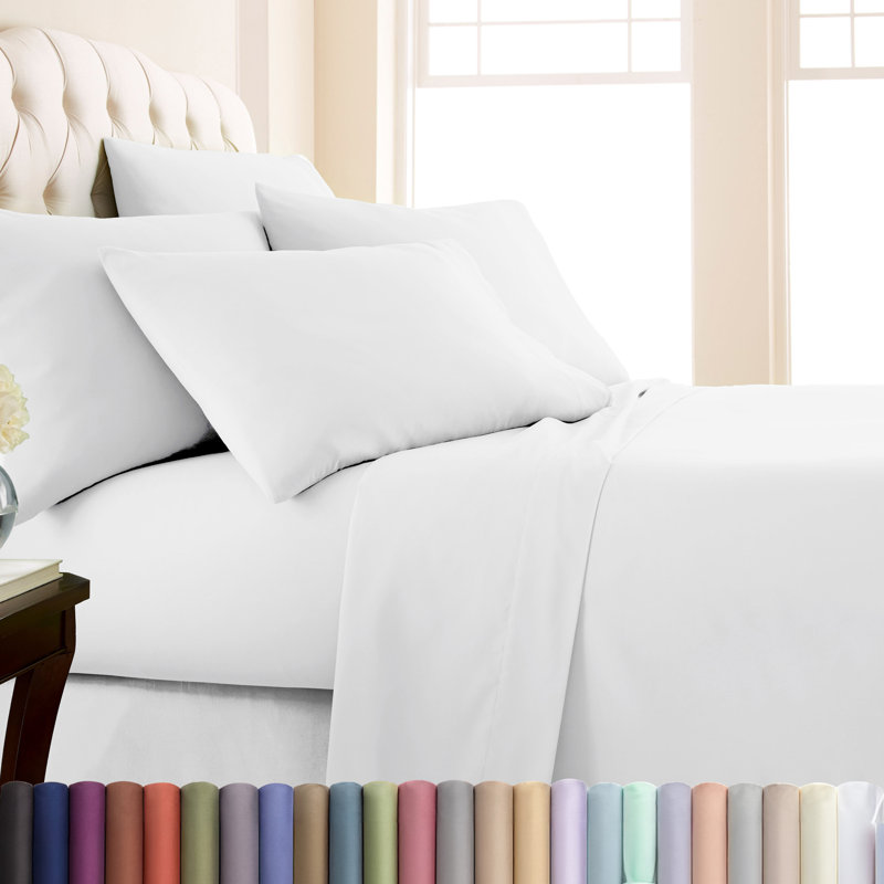 Southshore Fine Linens Southshore Basics Sheet Set in Bright White, 100 GSM Double-Brushed Microfiber 16 Inch Deep Pocket Bedding with 1 Fitted Sheet, 1 Flat Sheet and 4 Pillowcases, Queen
