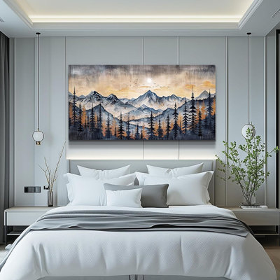 Toile, art mural pour salon, décoration murale pour chambre à coucher, bureau, décoration murale, paysage de montagne, peinture, images abstraites, œuvre d'art, esthétique de la pièce, 20 x 40 po