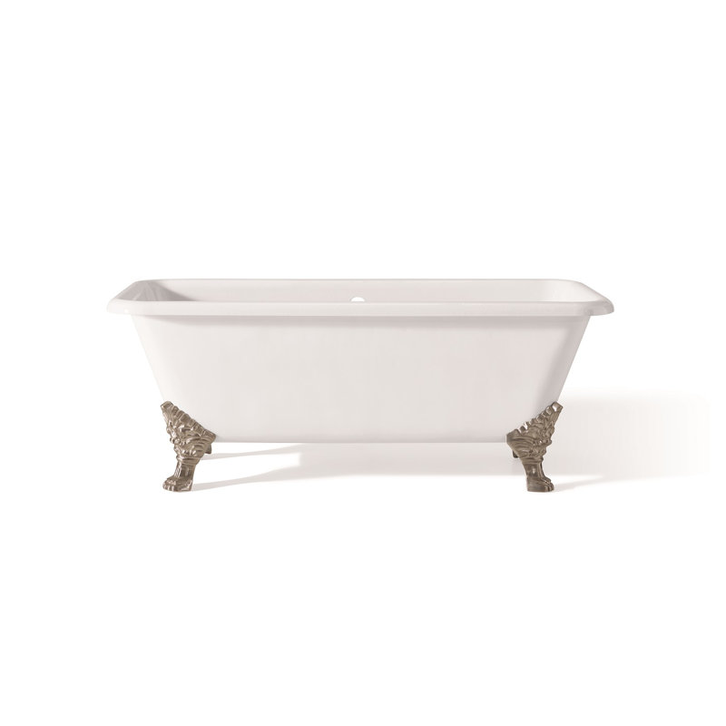 Iris 66.88'' L Soaking Bathtub, Brushed Nickel, White Interior with White Exterior