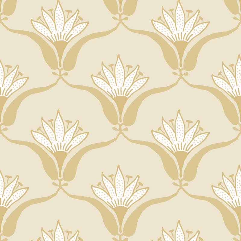 Shanghai Wallflower 10' L x 24" W Wallpaper Roll, Harvest Yellow, Premium Paper