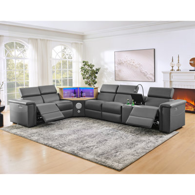Canapé inclinable moderne en forme de L avec fonctions multifonctionnelles et cuir synthétique haut de gamme