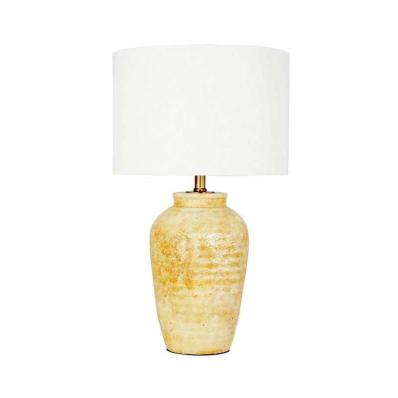 Ridgemoor 58cm Bedside Table Lamp with Polyresin Base For Bedroom Furniture, Buffet Lamp with Linen Shade, Brown