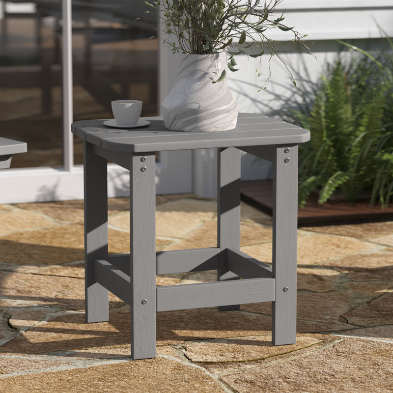 All-Weather Poly Resin Wood Adirondack Side Table, Gray