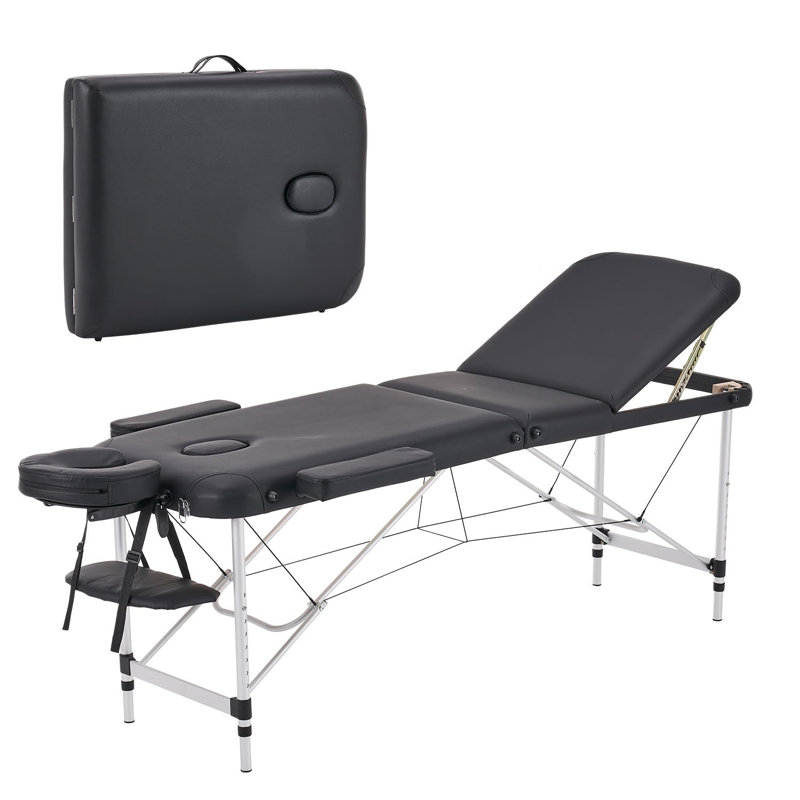 213.4cm Rectangular Adjustable Folding Table, Black