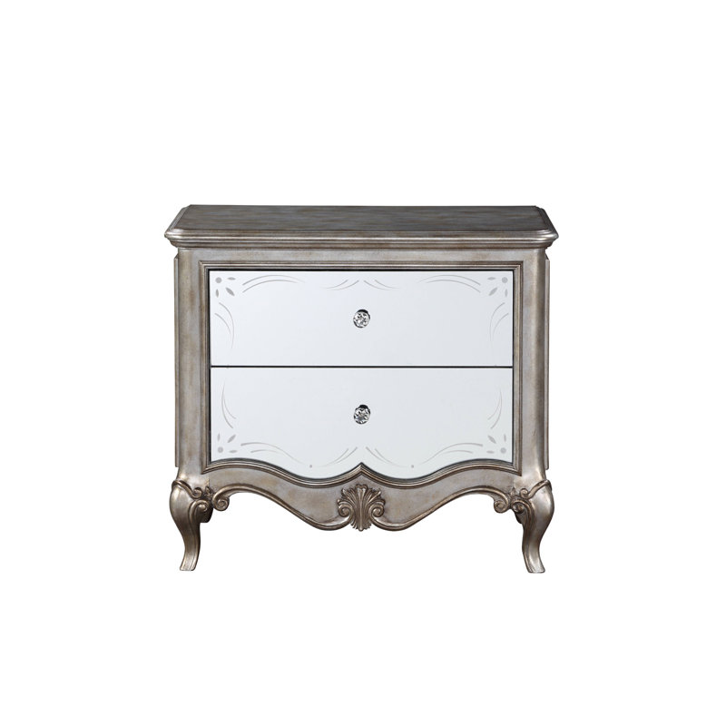 Table de chevet 2 tiroirs, table de chevet pour chambre simple Hefley, table d'appoint pour chambre à coucher et salon
