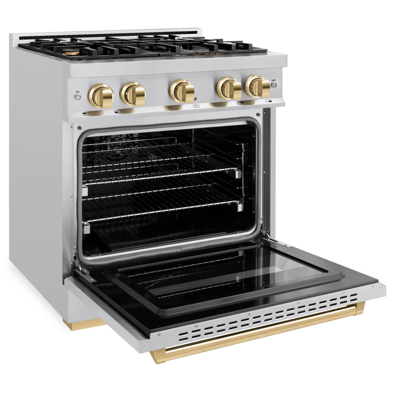 ZLINE Autograph Edition 30" Classic Gas Range w/ 4 Burners & Polished Gold Accents, Gold