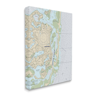 Chatham Harbor, carte nautique traditionnelle, gris et bleu par Daphne Polselli - impression