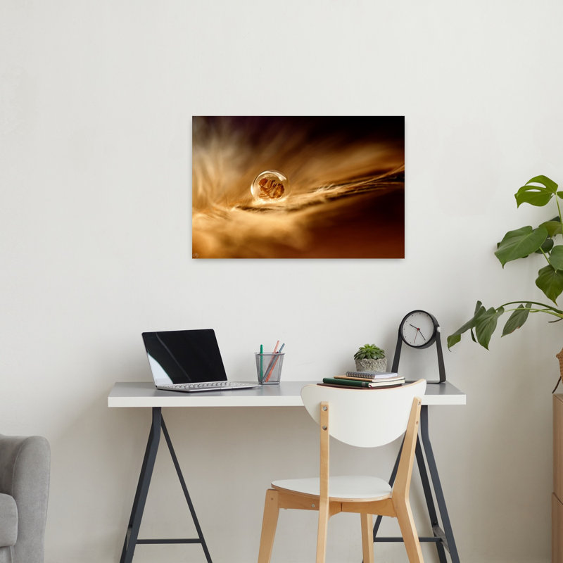 Golden Droplet Ant Abstract Delicate Serene Ant Nature Wall Art Print 1 Piece Wrapped Canvas Wall Art, 60.96cm H x 91.44cm W