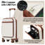 Ensemble de 3 valises, 20 pouces avec port USB, bagages à main certifiés par la compagnie aérienne à ouverture frontale, valise rigide en ABS avec roues pivotantes, blanc-121295195