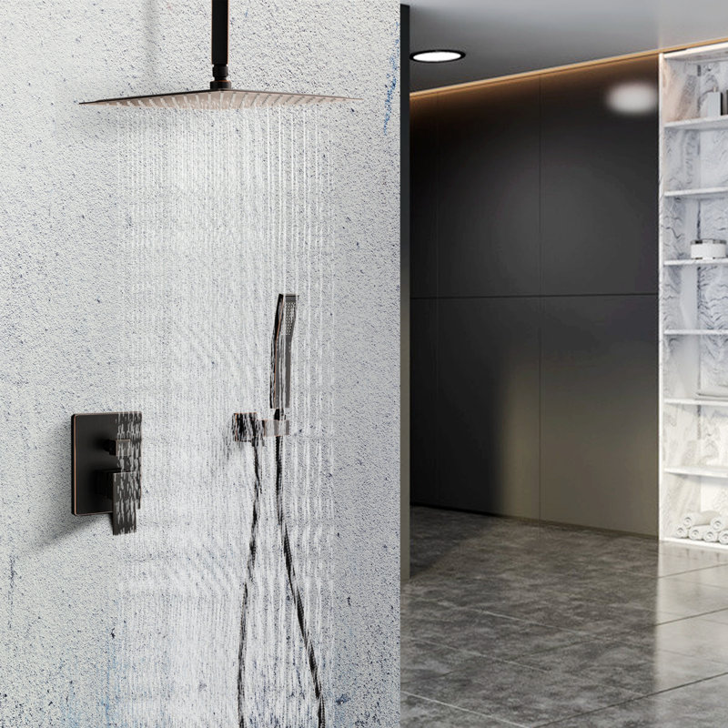 Thermostatic Luxury Ceiling-Mounted Shower Combo – 10" Rainfall Shower Head & Handheld with Self-Cleaning Nozzles | Easy USA Install