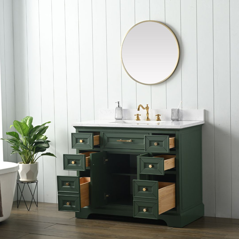 Ensemble de meuble-lavabo simple 42 po Currahee, Evergreen / or brossé
