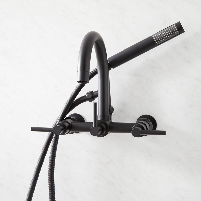 Sebastian Wall Mounted Tub Faucet with Lever Handles, Matte Black