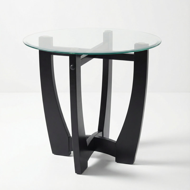 Table basse moderne avec plateau en verre et cadre en bois massif pour le salon, le bureau et l’appartement