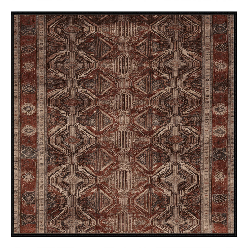 Tapis brun lavable à la machine, Carré 5 pi